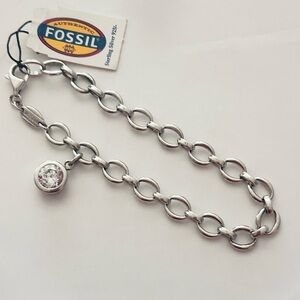 Fossil Sterling Silver over Rodium Charm Bracelet